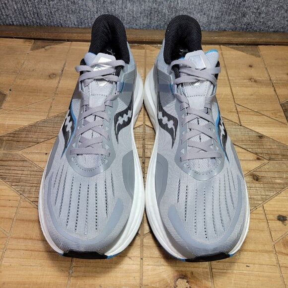 Saucony Tempus Mens 13 Running Athletic Shoes Sneaker Mesh, Concrete/Indigo - Picture 3 of 11